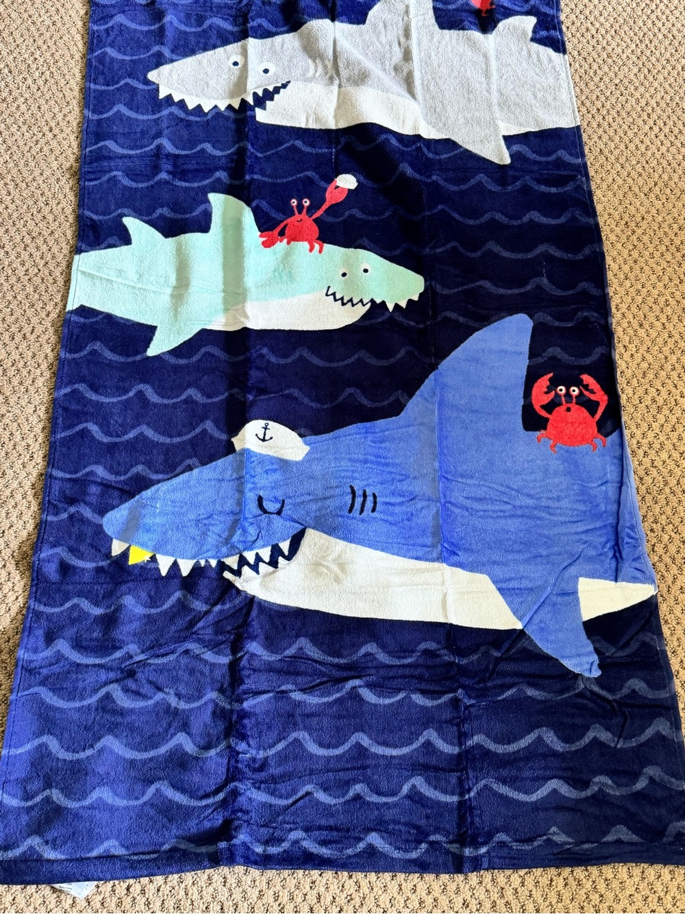 Pottery Barn Kids Light Gray Shark Bath Towel - Picture 4 of 5